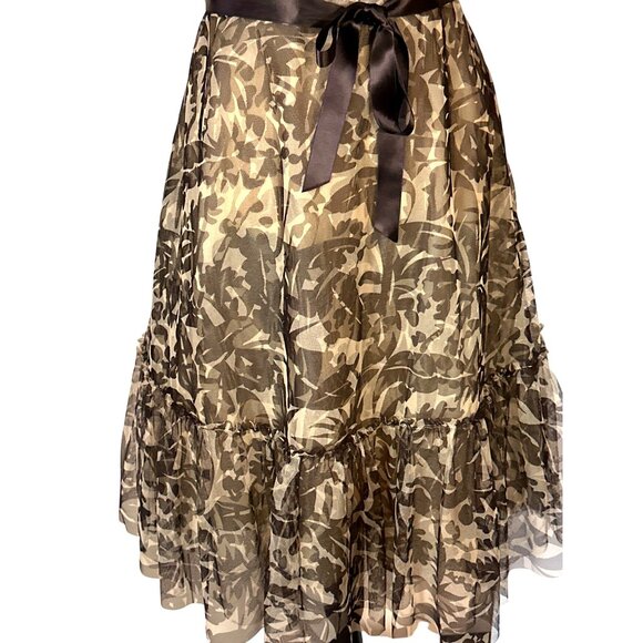 Vintage Y2K BCBGMaxAzria Strapless Dress Medium Petite Mesh Tulle Brown - Picture 7 of 13